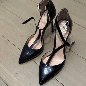 Vince Camuto Glossy Black Strappy Heels